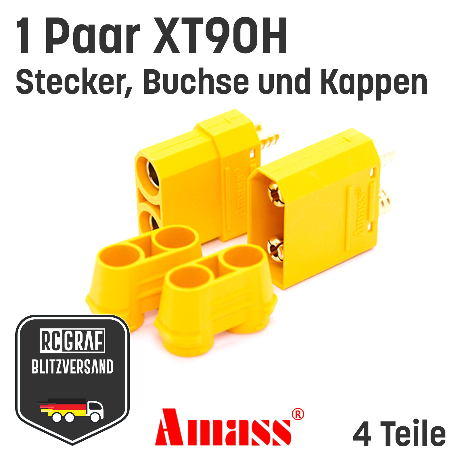 XT90H XT90 Hochstrom Goldstecker Original AmassÂ® - Paar(e) , 1 Stueck