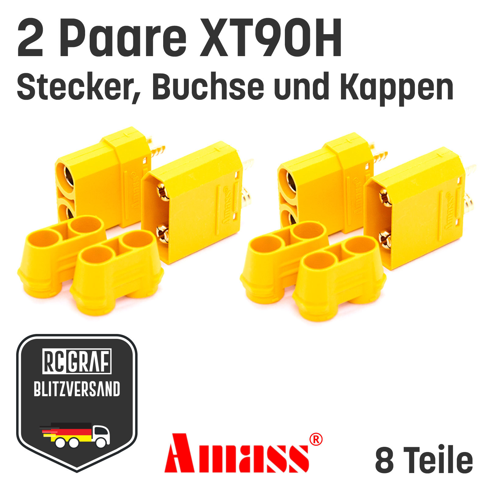XT90H XT90 Hochstrom Goldstecker Original AmassÂ® - Paar(e) , 2 Stueck