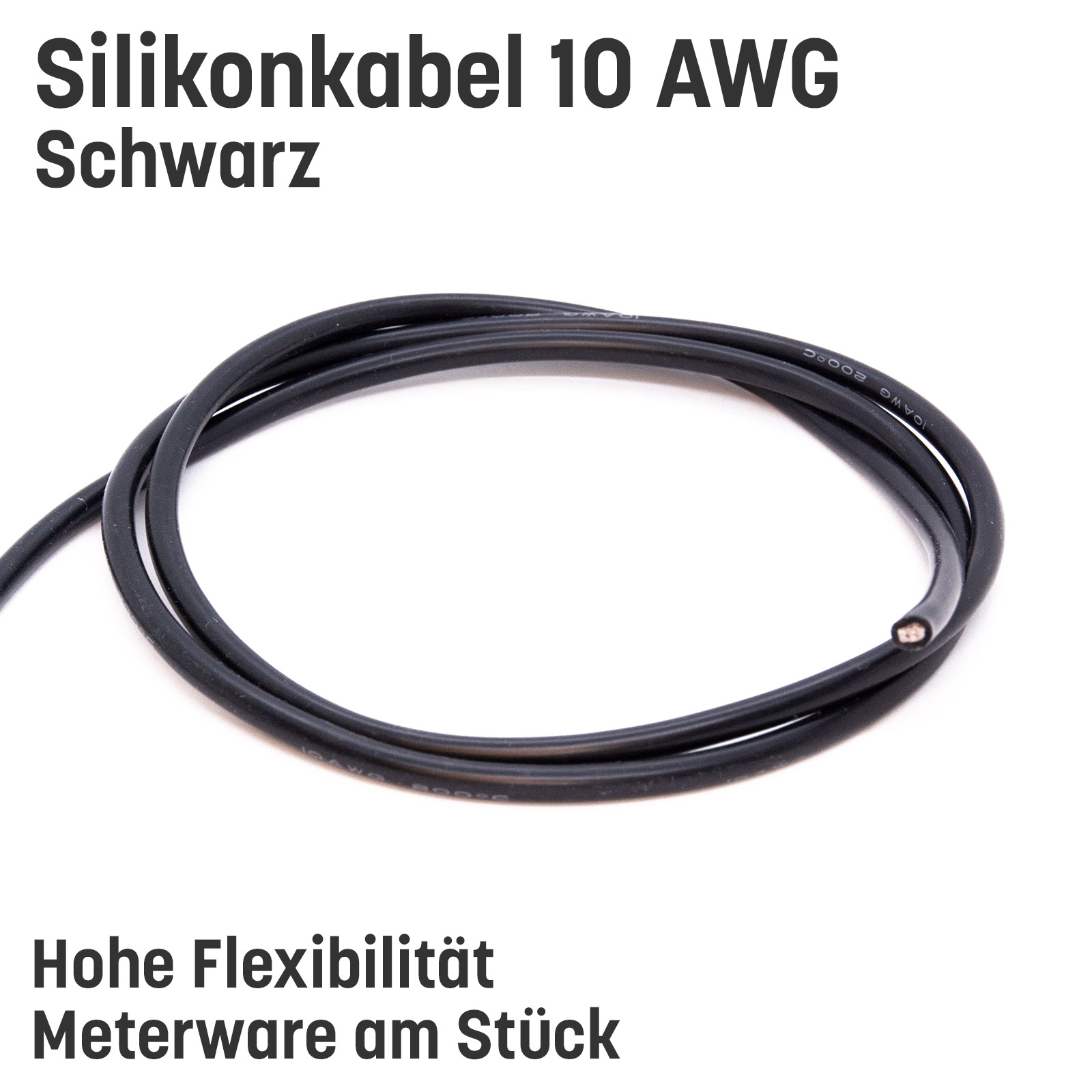 Silikonkabel hoch flexibel in AWG 4 6 8 10 12 14 16 18 20 22 Rot Schwarz Kupfer RC - 10 AWG , 3m Schwarz