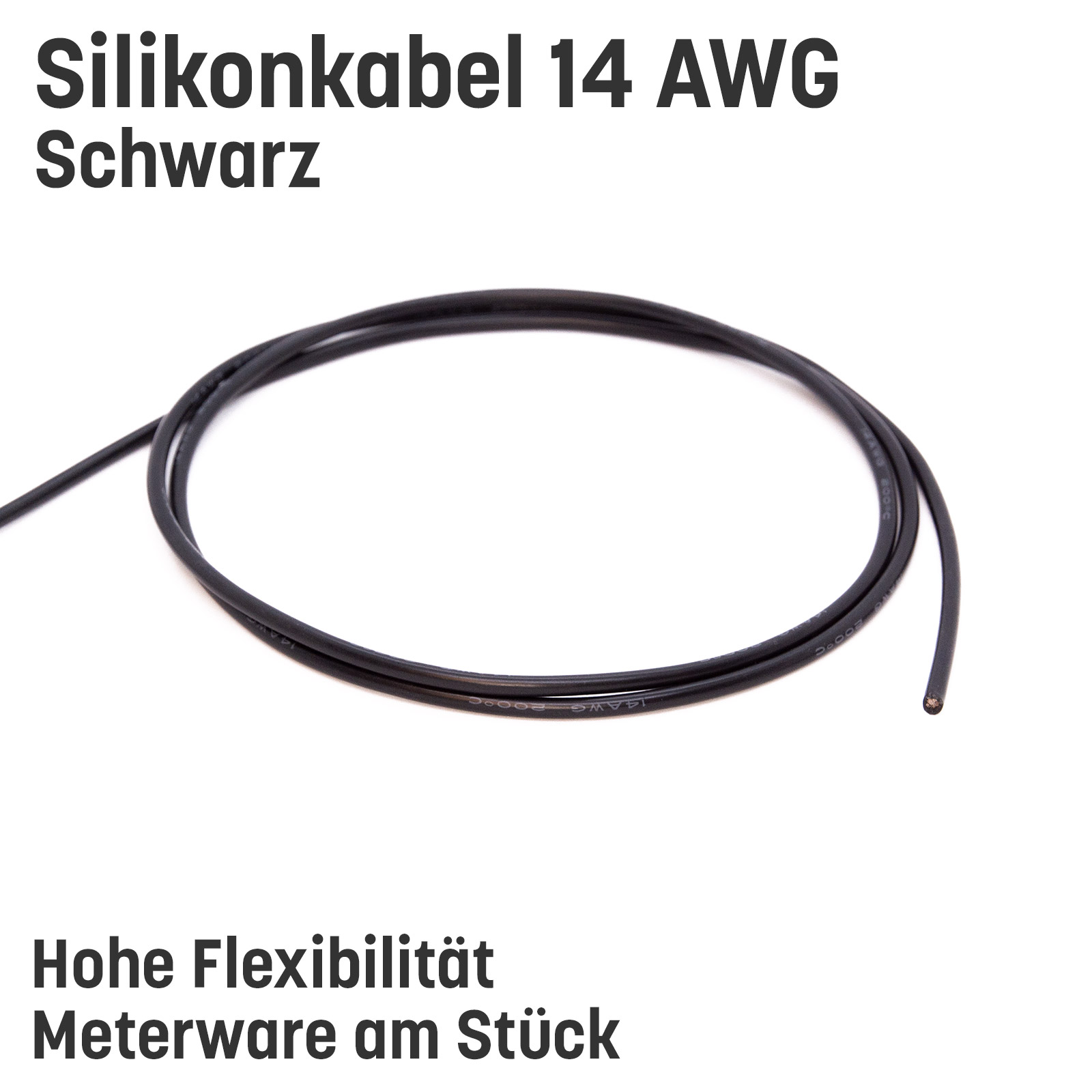 Silikonkabel hoch flexibel in AWG 4 6 8 10 12 14 16 18 20 22 Rot Schwarz Kupfer RC - 14 AWG , 2m Schwarz