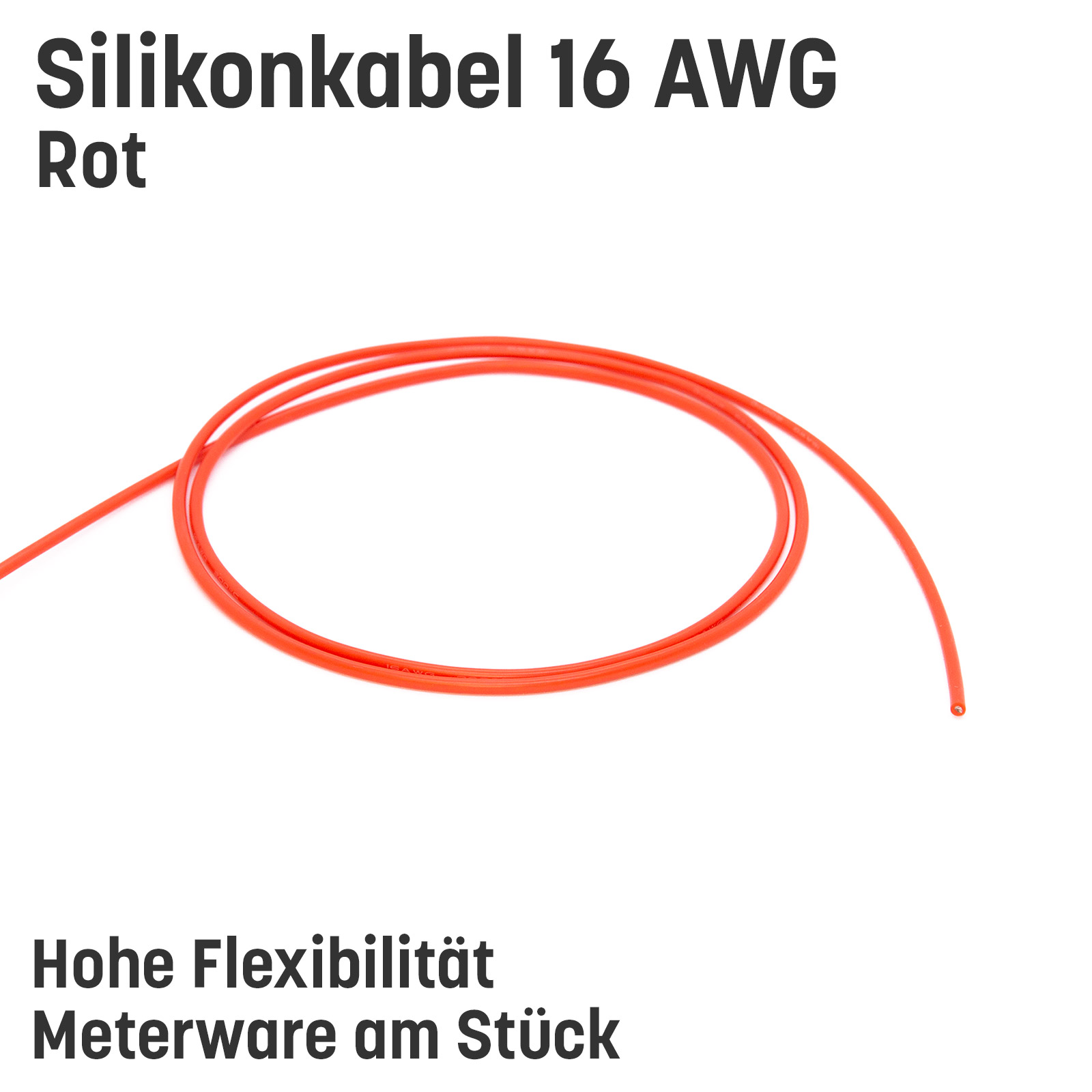 Silikonkabel hoch flexibel in AWG 4 6 8 10 12 14 16 18 20 22 Rot Schwarz Kupfer RC - 16 AWG , 4m Rot