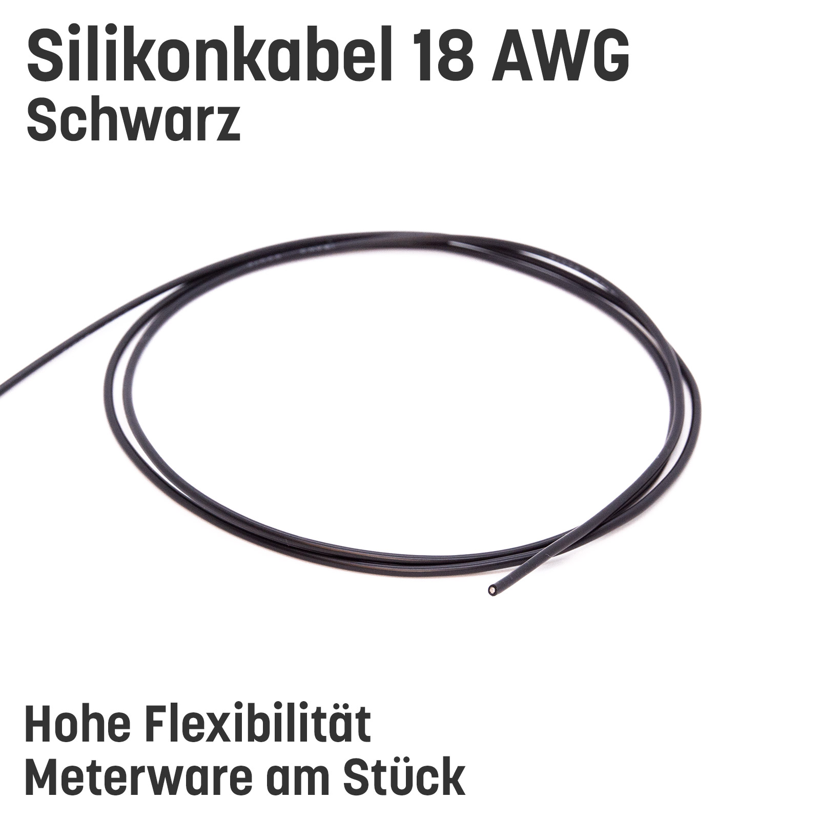 Silikonkabel hoch flexibel in AWG 4 6 8 10 12 14 16 18 20 22 Rot Schwarz Kupfer RC - 18 AWG , 2m Schwarz