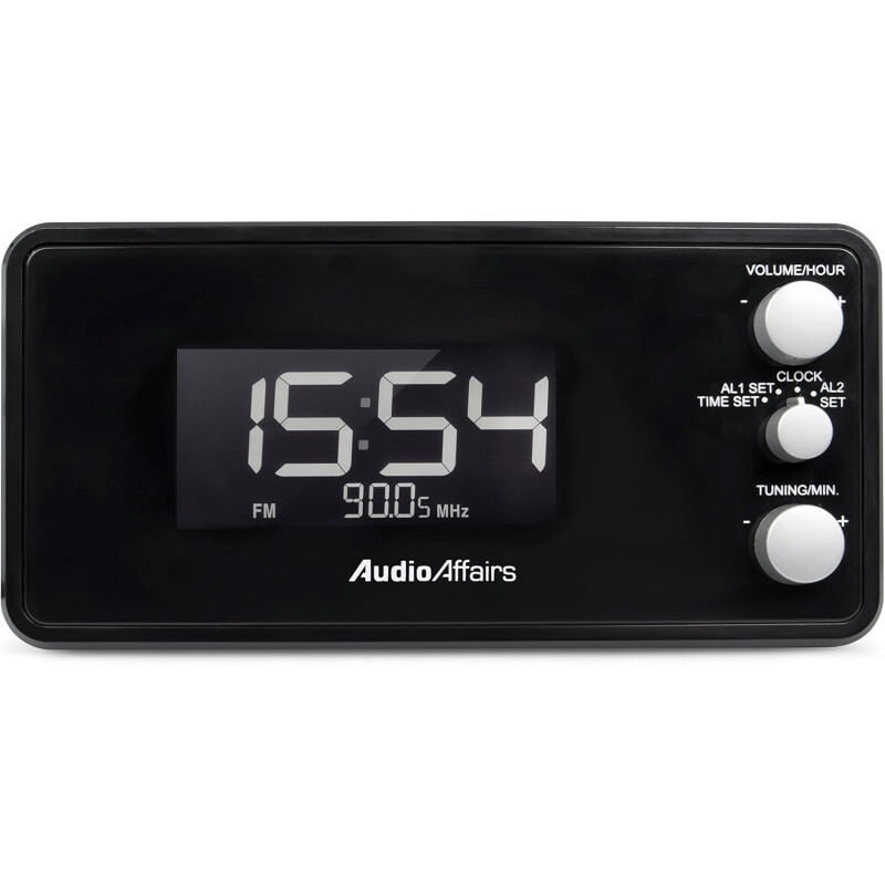 Radiowecker UKW PLL, Dual-Alarm, Sleep-Timer, Schwarz, AudioAffairs RW010, NEU