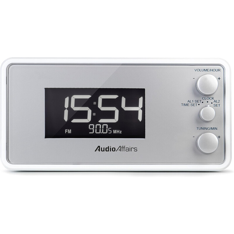 Radiowecker UKW PLL, Dual-Alarm, Sleep-Timer, Weiß, AudioAffairs RW010, NEU