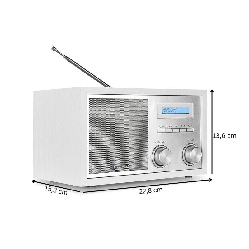 Nostalgieradio mit DAB+, Bluetooth, Weiß, Blaupunkt, RXD180WH, Neu