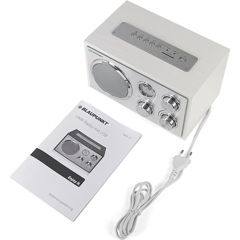 Retro Radio weiß | UKW/MW | USB, SD & AUX | Holzgehäuse, Blaupunkt RXN 19 , NEUWARE